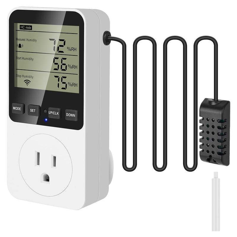 [Australia - AusPower] - Temperature and Humidity Controller Plug in Thermostat Outlet with Humidity Control 120V Heating Cooling Humidification Dehumidification for Greenhouse Mushroom Grow Tent Reptile Aquarium Htc820 