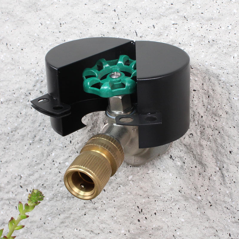 Water Spigot Lock Outdoor Faucet Lock System Gate Valve Lockout Device Hose Bib Lock Childproof Exterior Faucet Locks, Prevent Water Bandit and Stop Unauthorized Water Use, Metallic Black, Metal