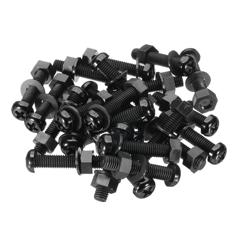 [Australia - AusPower] - PATIKIL M8x40mm Black Nylon Bolts Plastic Nuts Full Thread Head Screws, 24 Pcs M8*40mm 