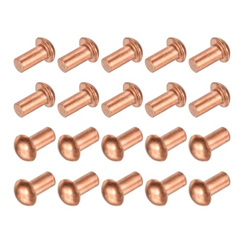 uxcell copper solid rivets, 5/16 x 5/8 inch, round head, copper tone, 30-piece set