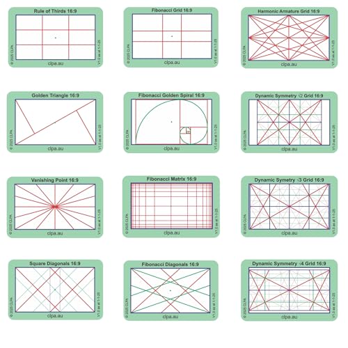 16:9 Directors Viewfinder Set, 12 Layouts, 12 Cards Set - Full 16:9 Only