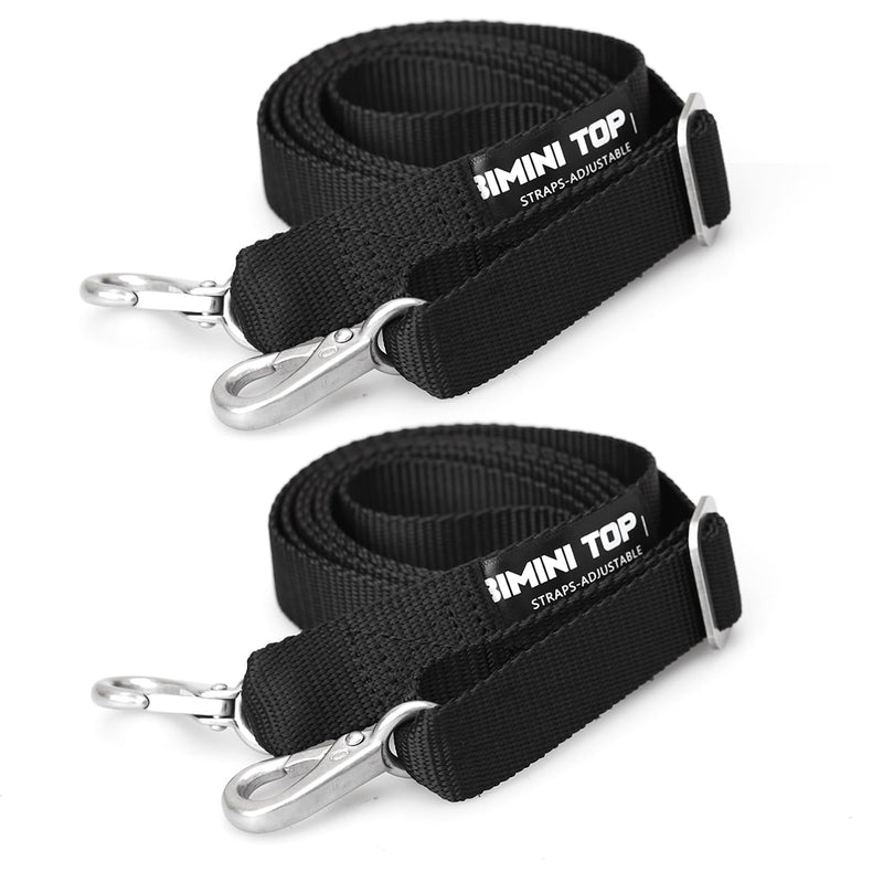 Adjustable Black Bimini Top Straps, 2 Pcs Marine Webbing Nylon Bimini Top Strap, Heavy Duty Boat Canopy Straps 24 Inch - 60 Inch,Stainless Steel Boat Awning Hardware Accessories