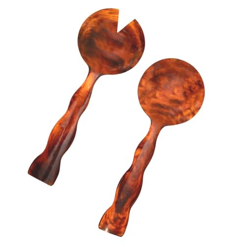 Folkulture Resin Salad Servers, Set of 2, (12") Resin Serving Spoons 12 inches Golden Brown