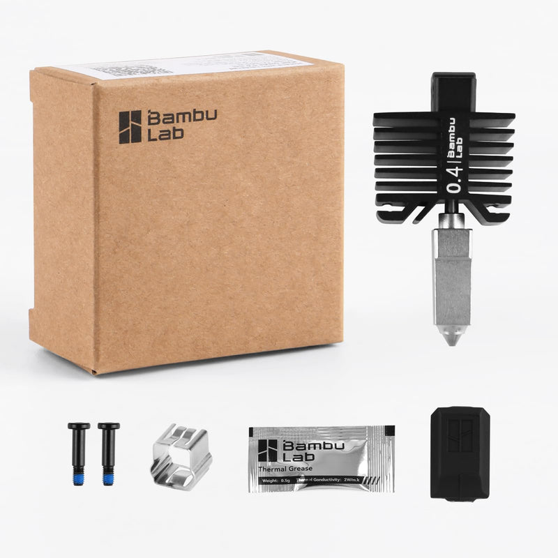 Bamboo Original 0.4mm Hardened Steel Nozzle Assembly Hotend Kit for Bambu LAB X1 Series and P1 Series,Compatible with P1S P1P X1C X1 Carbon 3D Printer P1/X1 Series Hotend (0.4mm)