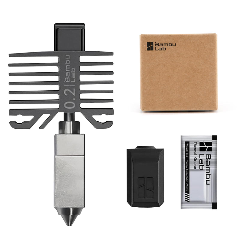 Bamboo Original 0.2mm Stainless Steel Nozzle Assembly Hotend Kit for Bambu Lab X1 Series and P1 Series,Compatible with P1S P1P X1C X1 Carbon 3D Printer P1/X1 Series Hotend (0.2mm)