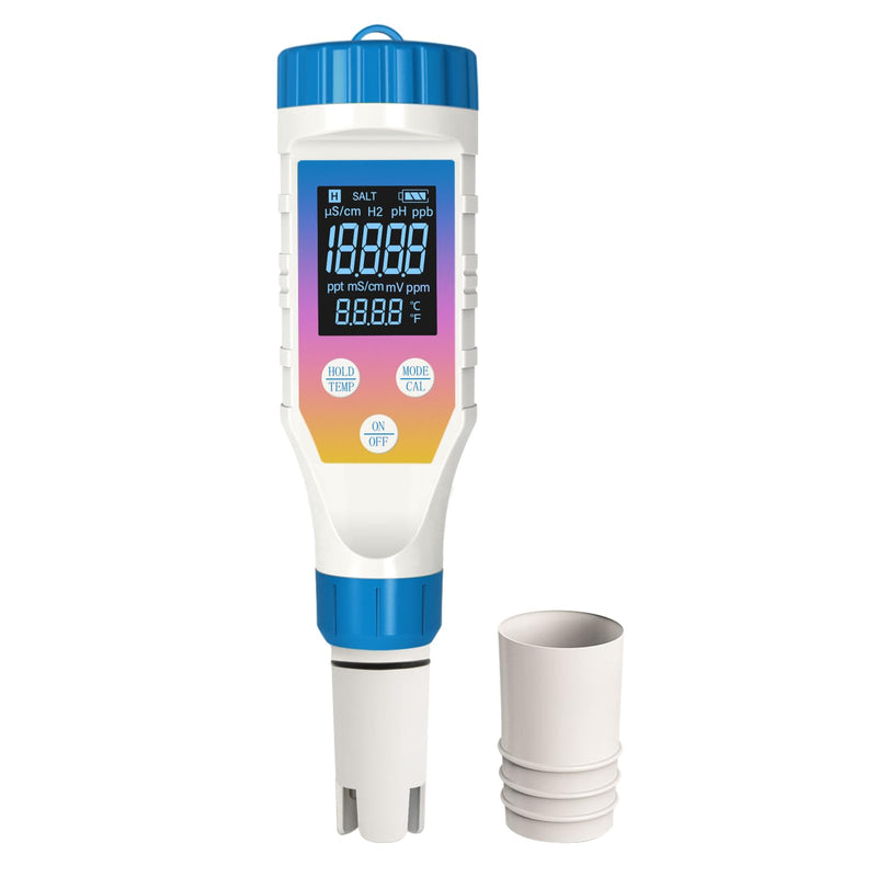 [Australia - AusPower] - Hydrogen Water Tester Meter for Hydrogen Water Bottle, 7 in1 pH/H2/TMEP/EC/TDS/ORP/SALT Kit, TDS Meter Digital Water Tester for Drinking Water, ORP Meter for Water, Juice, Coffee 