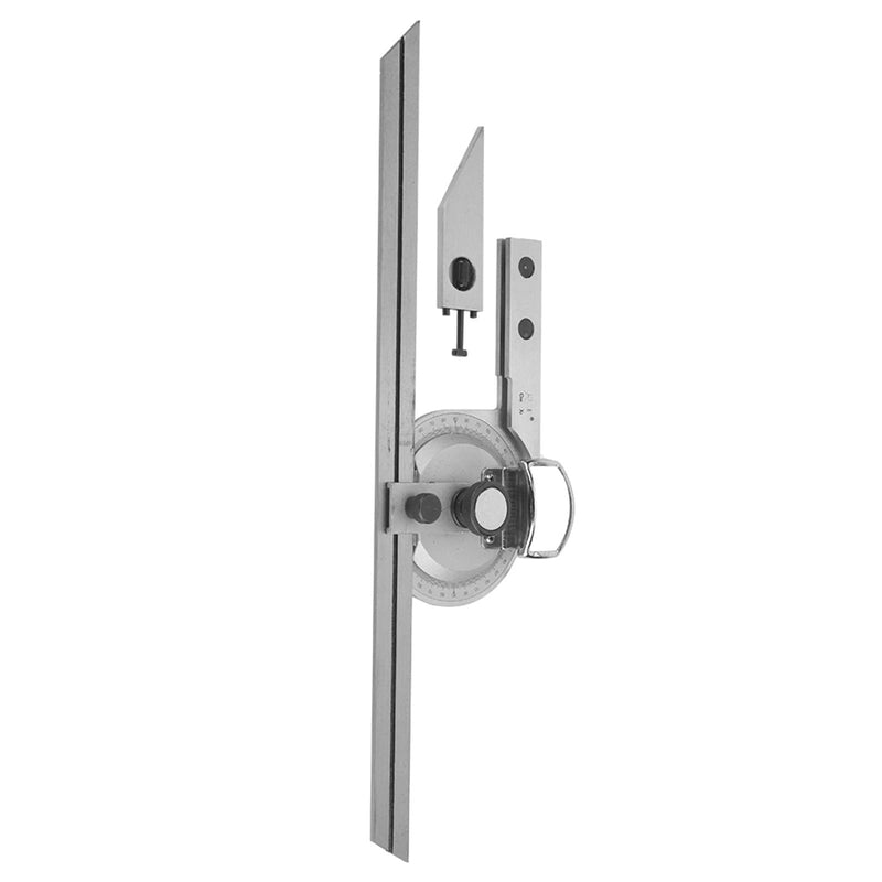 [Australia - AusPower] - Universal Bevel Protractor, 0-360 Degrees Stainless Steel Angle Measuring Ruler Tools with Magnifying Glass for Internal and External Angle Measurement 