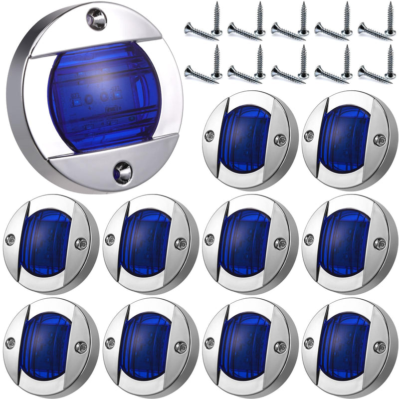 VIHOSE 10 Pcs 3 Inch Round Blue LED Lights for Boat Courtesy Marine Deck Interior Lights Stern Anchor Navigation boat accessories for Night Fishing Pontoon Ip67 Waterproof, 12v Dc