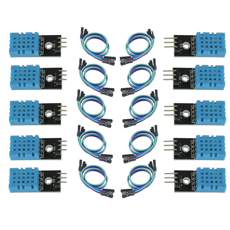 [Australia - AusPower] - 10 Pieces DHT11 Temperature & Humidity Sensor Module Digital Temperature and Humidity Sensor 3.3V-5V with Humidity Measurement Range 20%-95% and Temperature Measurement Range 0-50℃ with Dupont Wires 