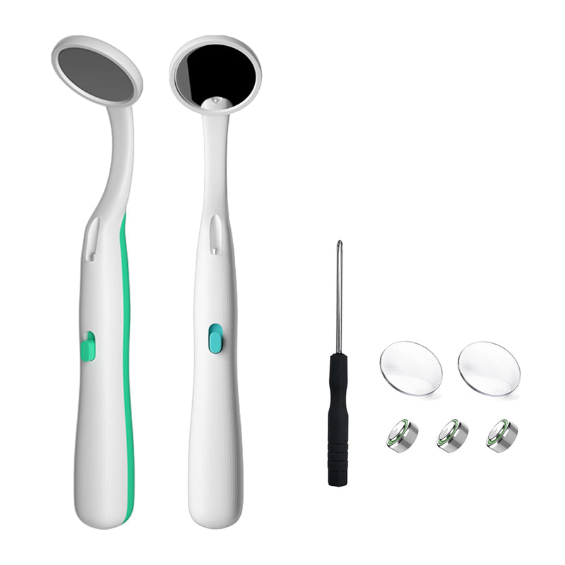 [Australia - AusPower] - 2 Pcs Dental Mirror with Light,Anti-Fog Mouth Mirror,LED Lighted Teeth Inspection Mirror,Dentist Oral Care Tool 