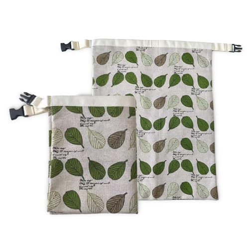 Linen Beeswax Bread Bags for Homemade Bread, 17x13 Inch Sourdough Bread Bags Keep Fresh and Lock Moisture, 2 Pieces Leaf Pattern Reusable Storage Solution