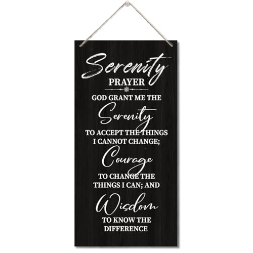 Serenity Prayer Sign, Printed Wood Plaque Sign Wall Hanging, Christian Decor Wood Sign Gift, God Grant Me The Serenity Wall Decor Framed, Farmhouse Live Room Bedroom Decor Wall Art Sign 12" x 6" B style 03