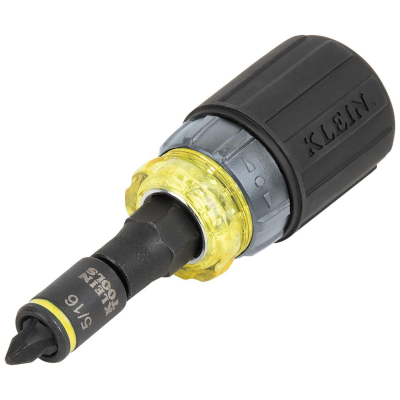 [Australia - AusPower] - Klein Tools 32561HDRT KNECT 7-in-1 Ratcheting Screwdriver, Impact Rated, Stubby with Phillips, Slotted Bits, 3 Nut Drivers, Adapter, 7-Piece 