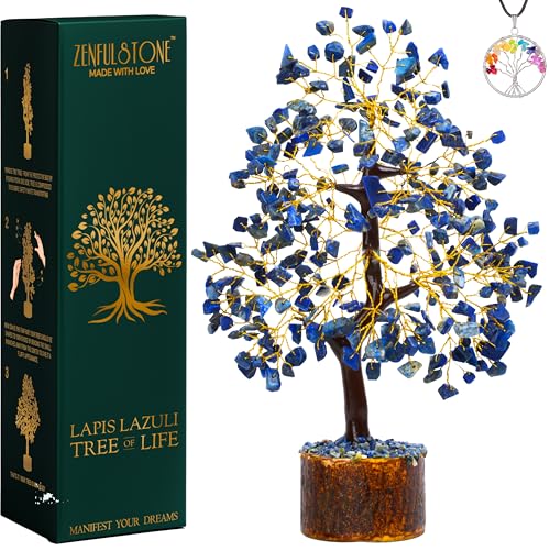 Lapis Lazuli Crystal Tree for Wisdom & Truth Décor for Home and Office | Handmade Bonsai for Communication & Clarity of Thought | Perfect Insight Gift for Loved Ones Lapis Lazuli Copper Wire