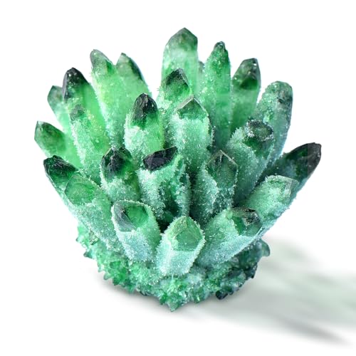 Natural Crystal Cluster Clear Quartz Mineral Crystal Cluster Cluster Healing Ornament Hue Reflection Feng Shui Home Decor (Green) Green