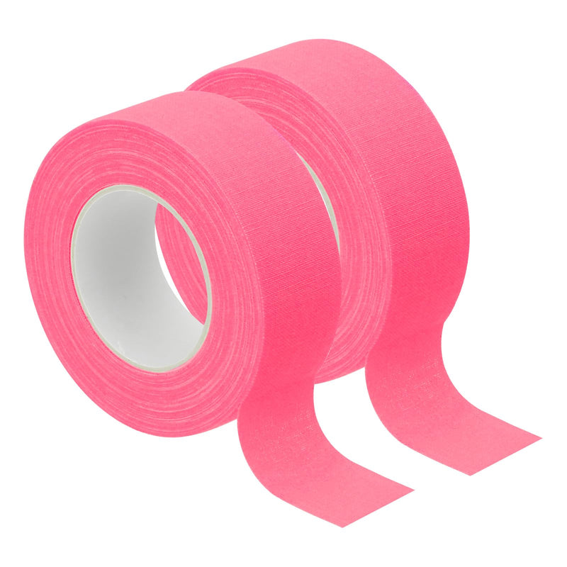 PATIKIL 1 Inch x 33 Feet Neon Gaffer Cloth Tape, 2 Roll Fluorescent Adhesive Tape Black Light Glow Tape for Stage Party Play Grid DIY Art Crafts, Pink