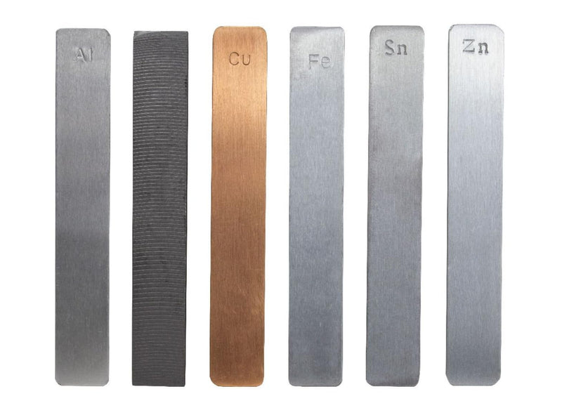 [Australia - AusPower] - 12 Piece Metal Electrodes Set Electrode Strips Set 2 Aluminum 2 Copper 2 Zinc 2 Tin 2 Iron and 2 Carbon for Scientific Experiments Electroplating Plating | Open Sci-Ed (OSE) Approved 