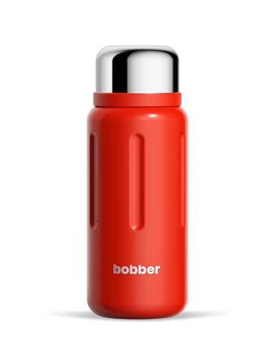 BOBBER 26 oz Stainless Steel Heavy Duty Thermo Flask with Removable Tea Infuser – Keeps Hot 28 Hours, Cold 42 Hours – Rugged, Leak-Proof, Dishwasher Safe Vacuum Insulated Bottle (Red) 26 Ounces Cayenne Red