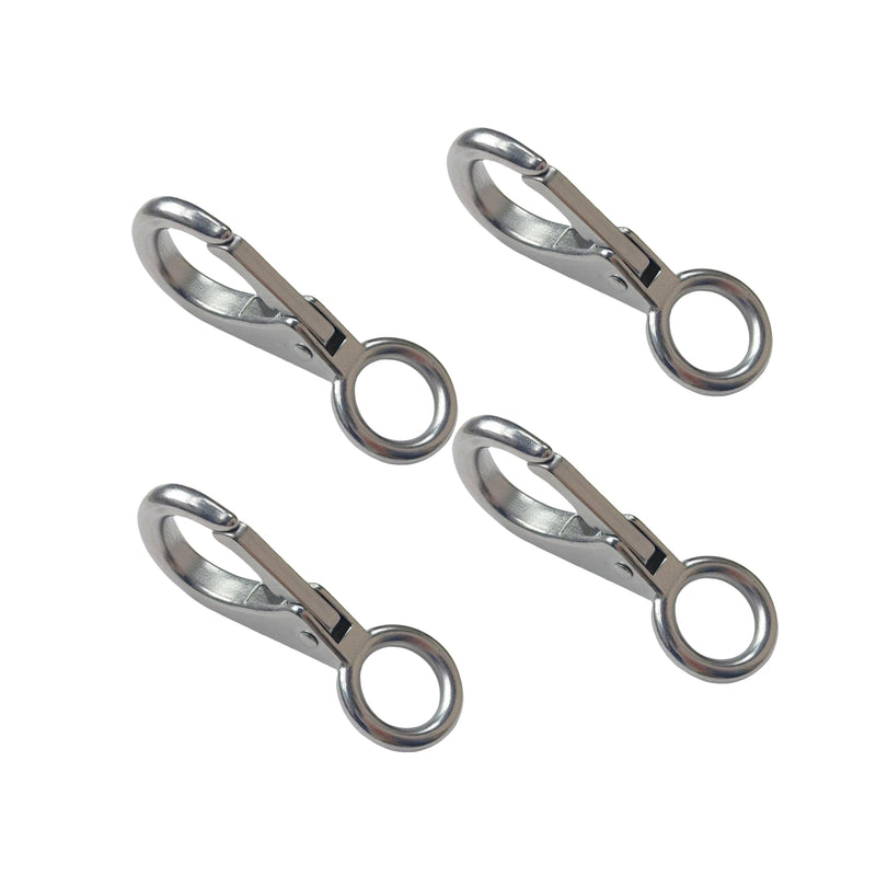 [Australia - AusPower] - Round Eye Quick Snap, Stainless Steel 316 Spring Loaded Fixed Eye Hook Marine Spreader Fitting (4, 0# L=56mm) 4 