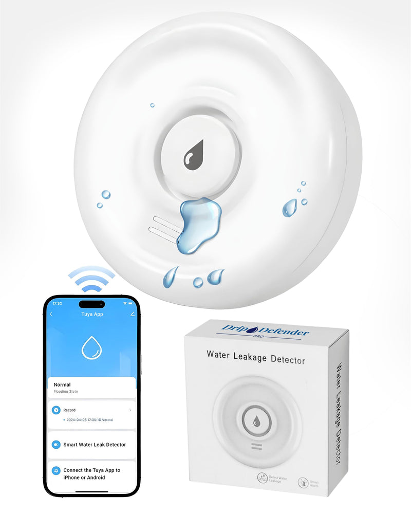 Drip Defender Pro Water Sensor | Wi-Fi Water Leak Detector for Home with 100dB Alarm, High Sensitivity, IP66 Waterproof, Easy Installation, Smart Moisture Alarm for Kitchens, Basements, and Bathrooms