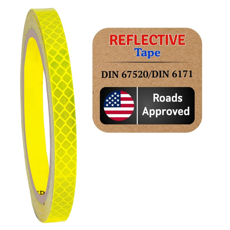 Reflective Reflective Tape Reflective Film Safety Warning Tape Waterproof Reflective Film Cars Motorcycles Helmet Bicycle Made with Diamond Grade (4083_ 5mm X 5meter Yellow) 4083_ 5mm X 5meter Yellow
