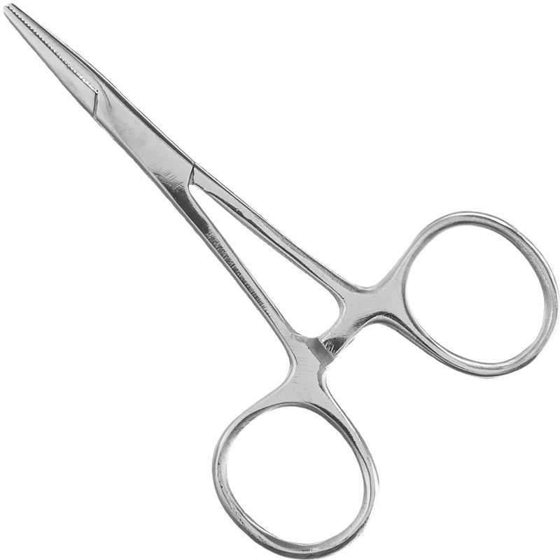 Precision Kelly Hemostat Forceps Locking Tweezers Clamp, Silver, Straight and Curved Stainless Steel (Straight, 4") 4"