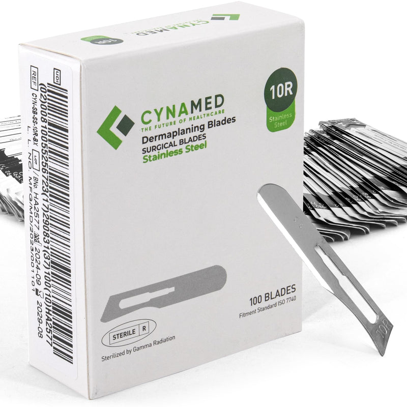 [Australia - AusPower] - Dermaplaning Replaceable Blades No.10R – Box of 100, High-Quality Stainless Steel for Precise Exfoliation and Smooth Skin, Professional-Grade Blades for Facial Hair Removal and Skincare Treatments 