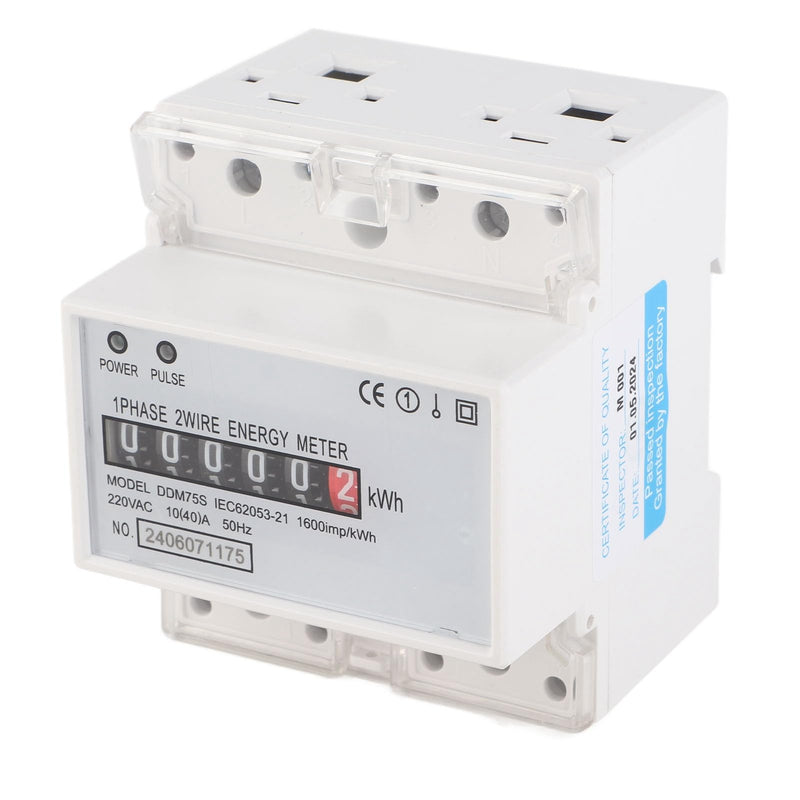 [Australia - AusPower] - Energy Meter, DDM75S Single Phase 4P LED Din Rail Energy Meter, Power Consumption Meter 10-40A KWh Meter with Passive Pulse Output 