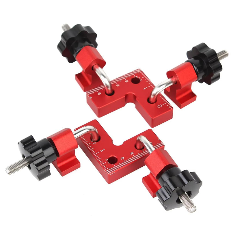 2 Pack 90 Degree Mini Positioning Squares, Corner Clamps for Woodworking, Aluminum Right Angle Clamps Fixing Clamp, Carpenter Corner Clamping Square Tool for Box, Cabinets, Drawers (Red)