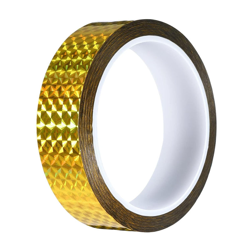Self-Adhesive Holographic Reflective Tape Prism Tape Holographic Reflective Tape for Keep Birds Away, Craft Projects, DIY Art, Home, Daily Use (Gold, 1 Inch x 55 Yard) Gold