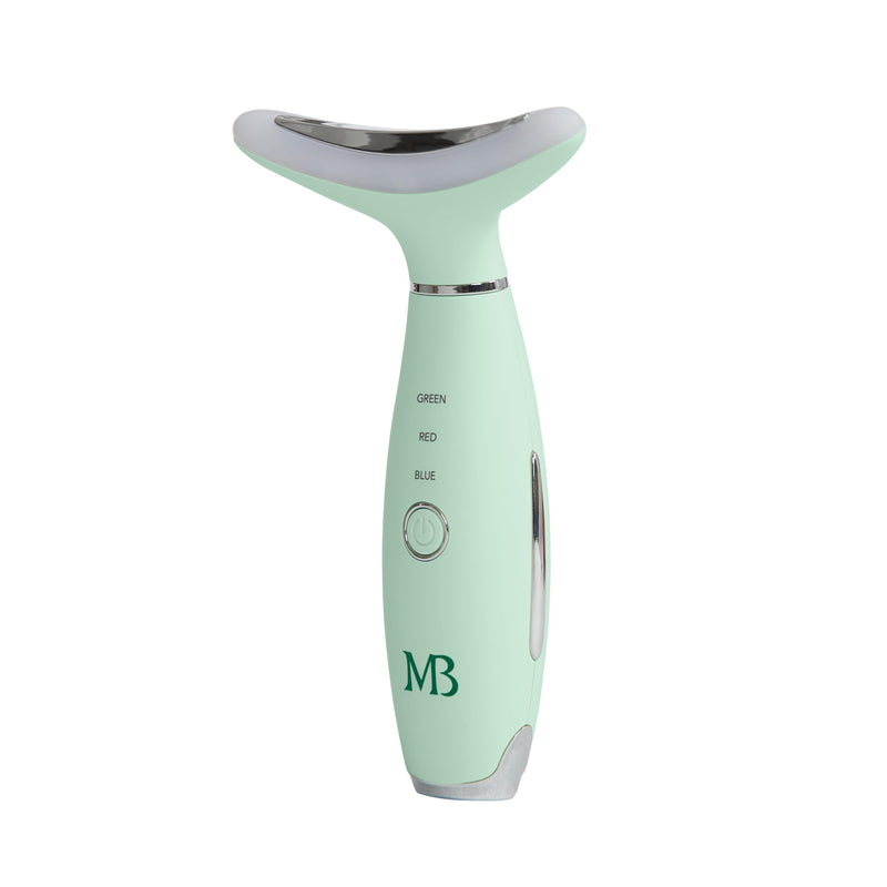 Mario Badescu Triple Light Thermal Face and Neck Massager, Red, Blue & Green LED Light Therapy Facial Device, Warm Massage & Vibrations for Firming, Sculpting & Radiant Skin