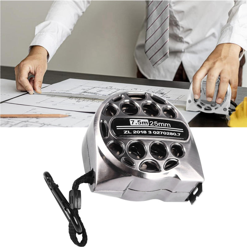 [Australia - AusPower] - Stainless Steel Measuring Tape Retractable Ruler with Hollow Design for Woodworking Construction Home Improvement and DIY Projects 7.5m 