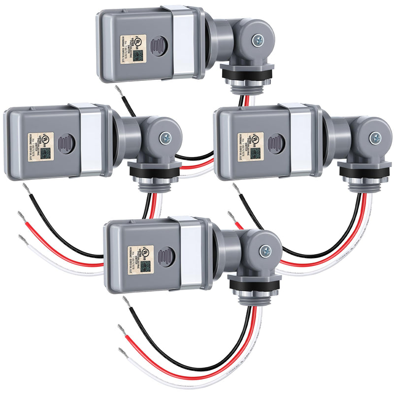 [Australia - AusPower] - 4 Pack Photocell Sensor for Outdoor Lights, 120VAC 50/60 Hz Photocell IP54 Waterproof, Swivel Mount Photocell, Dusk to Dawn Sensor Photoelectric Switch for Back Yard Lightening 