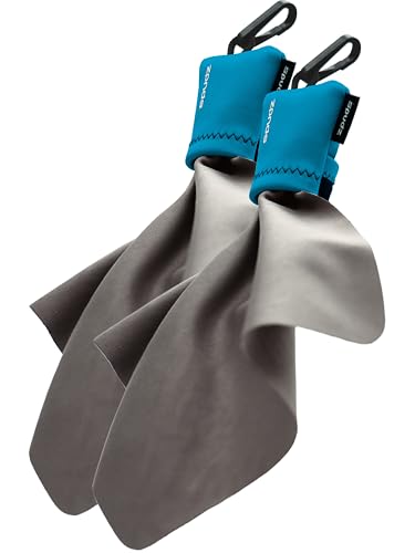 SPUDZ Ultra Microfiber Lens Cleaner with Closeable Bottom – Clip-On Pouch, Washable – for Binoculars, Scopes, Glasses, Screens | Ultra Costal Blue, 6 x 6 Inch (2-Pack) 6 x 6 Inch (2-Pack) Coastal Blue