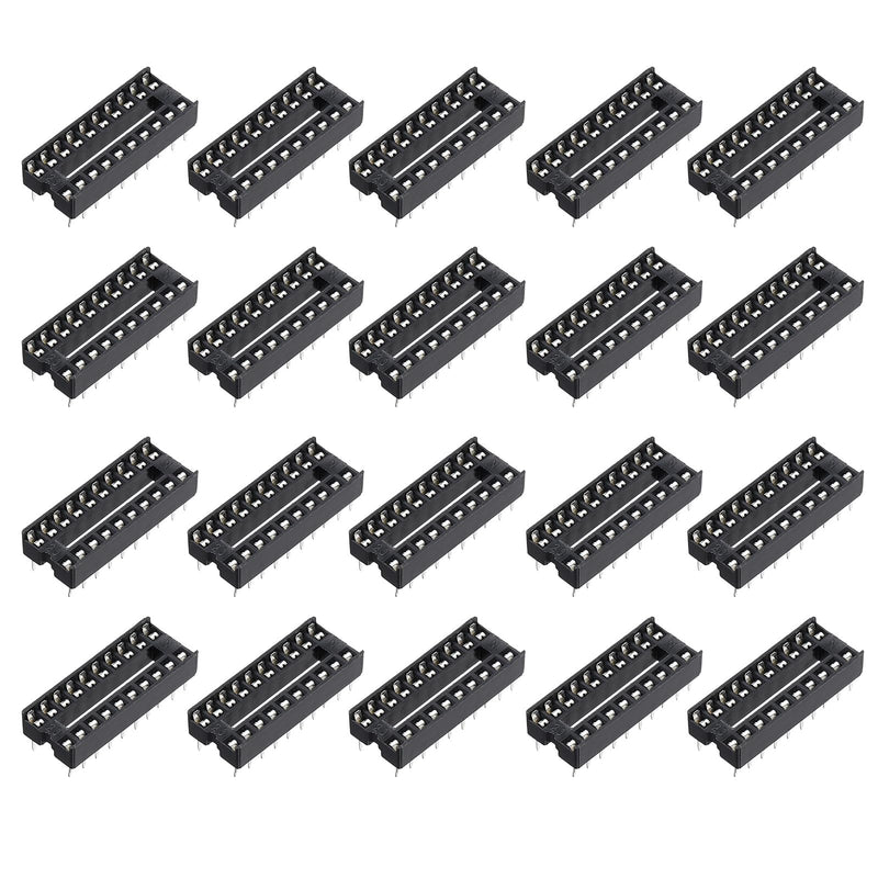 QUARKZMAN DIP IC Socket 20-Pin Dip IC Sockets Black Pack of 40 | 2.54 mm pitch flat pin chip connector adapter, for breadboard project PCB board design, 2.54 mm pitch