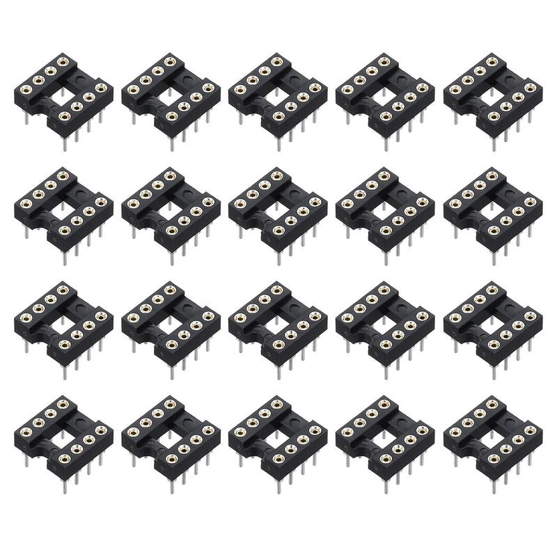 QUARKZMAN Pack of 30 DIP IC Sockets, 8-Pin Dip IC Sockets, 2.54 mm Pitch Socket Adapter, Solder Connector for Breadboard Project, PCB Board Design, Black 8 pin