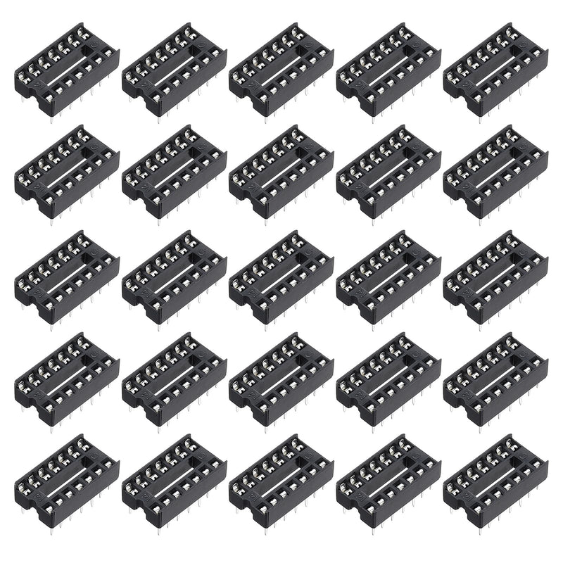 QUARKZMAN Pack of 60 DIP IC Sockets, 14-Pin Dip IC Sockets, 2.54 mm Pitch Flat Pin Chip Connector Adapter for Breadboard Project, PCB Board Design, Black 14 pin