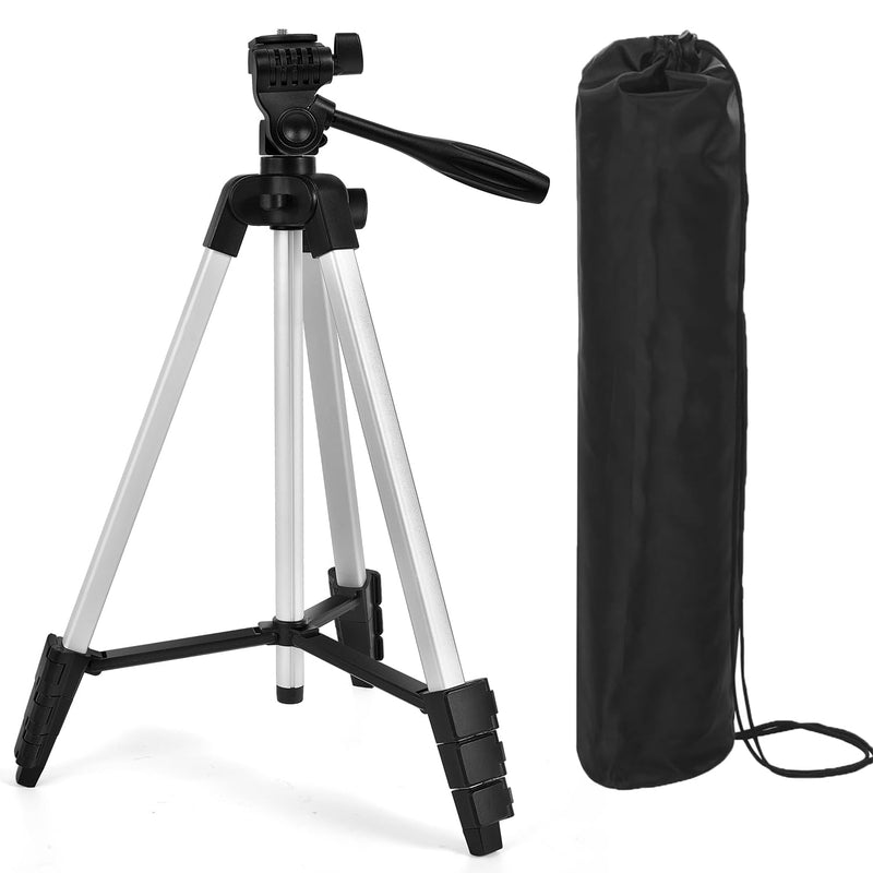 [Australia - AusPower] - 55 inch Aluminum Laser Level Tripod with Green Bubble Level, Lightweight Quick Release Plate, 1/4"-20 Screw, 3D Pan Head for Laser Line Leveling, Silver Silver 55" 