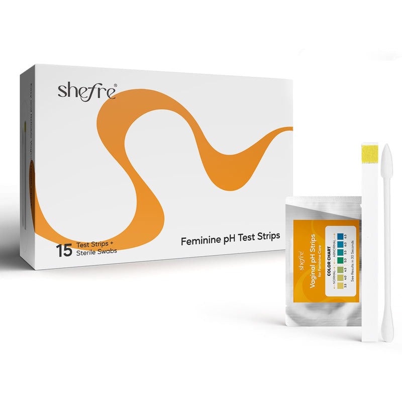 [Australia - AusPower] - shefre Vaginal pH Test Strips – Feminine Intimate Health Monitoring pH Balance | Individually Sealed Strips with Sterilized Swabs | Accurate at-Home Yeast Infection & BV Test Kit, 15 Count 