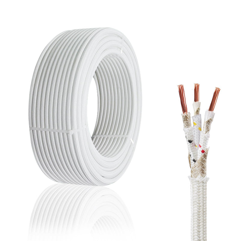 18 Gauge 3 Conductor High Temperature Wire 25Ft, -76-932 ℉ 18 AWG Mica Fiberglass 3 Core Copper Wire Insulated Heat Resistant High Temp Flexible Cable for Lamp Boiler Heater Kiln 18AWG-3C