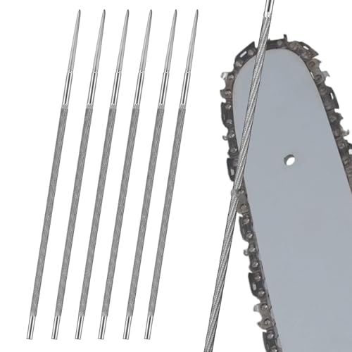 Pack of 6 4.8 mm File for Chainsaw Files Chainsaw Round File | Hardened steel alloy round files for repairing and sharpening saw chains, chainsaw chain sharpening tools 4.8MM