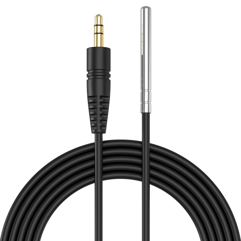 [Australia - AusPower] - Temperature Sensor Probe NTC 10K/3435, Waterproof 304 Stainless Steel Probe, Food-Grade Sensor, 6.6 Feet Long with 3.5mm Audio Plug 