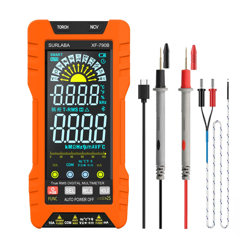 [Australia - AusPower] - Digital Multimeter TRMS 6000 Counts, Auto-Ranging Voltmeter with Non-Contact Voltage Tester, Electric Tester with Voltage, Current, Resistance, Rechargeable Battery & Data Hold for Automotive 
