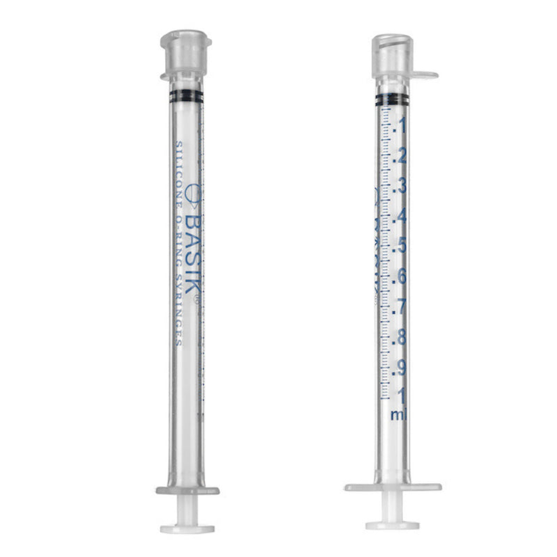 [Australia - AusPower] - BASIK Silicone O-Ring Syringes, 1mL Compatible With ENFIT Connections, 24-Pack with Caps, Reusable 