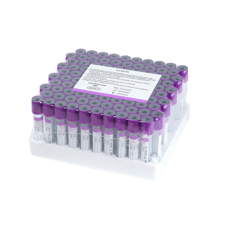 [Australia - AusPower] - Vacutainer Blood Collection Tubes 5ml Lab Vacuum EDTA K2 Tube for Pet Animals Veterinary Lab Supplies 100 Pcs Wrap Packaging K₂ EDTA Tube 
