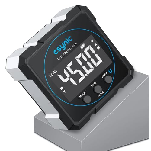 eSynic Digital Inclinometer with 4-Sided Magnets Spirit Level with LCD Display Rechargeable Aluminum Housing IP54 Waterproof for Table Saws, Woodworking and Construction Projects
