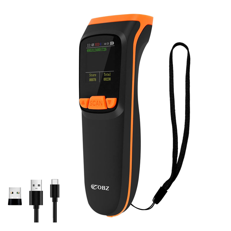 [Australia - AusPower] - OBZ Mini 2D Bluetooth Barcode Scanner with LCD Screen Display, 3-in-1 Bluetooth & USB Wired & 2.4G Wireless Bar Code Scanner Portable QR Code Scanner for Tablet iPhone MacOS Android iOS Windows PC POS M82-NEW 