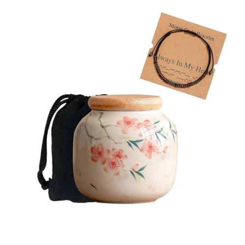 Small urn Ashes Keepsake - Flowers Ceramic urn for Humans， Funeral Memorial 3 inches urns for Adults, Child, Pets， Hold 10 Cubic inches -Qnty 1