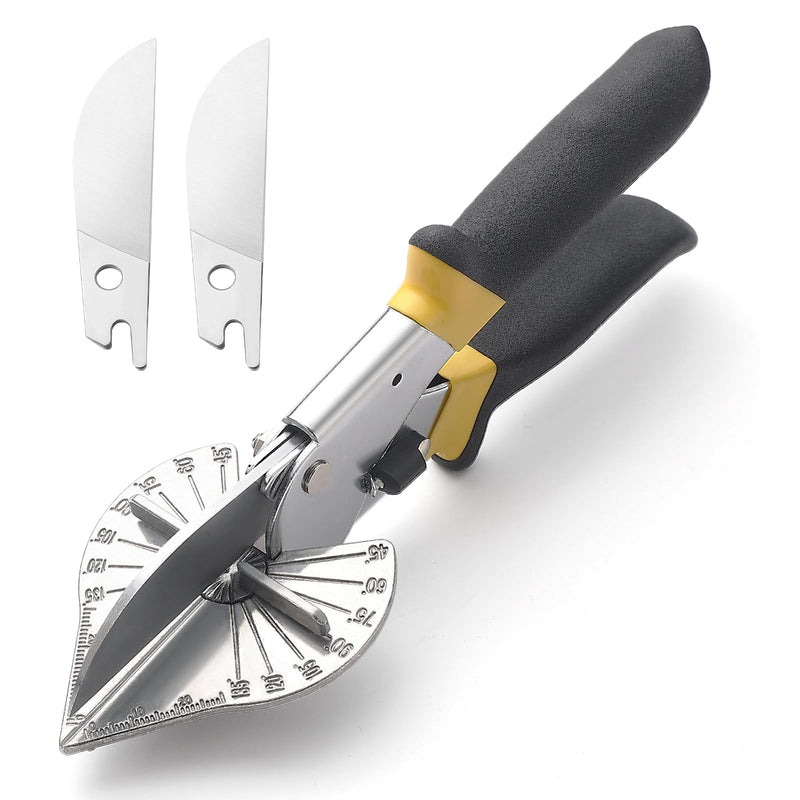 [Australia - AusPower] - Miter Shears for Molding, RAINHOL Trim Cutter Hand Tool, Adjustable Angle Cutting Tool for Wood Trim Molding, PVC, Vinyl, Trunking, 2 Extra Replacement Blades Included Miter Shears with 2 Blades 