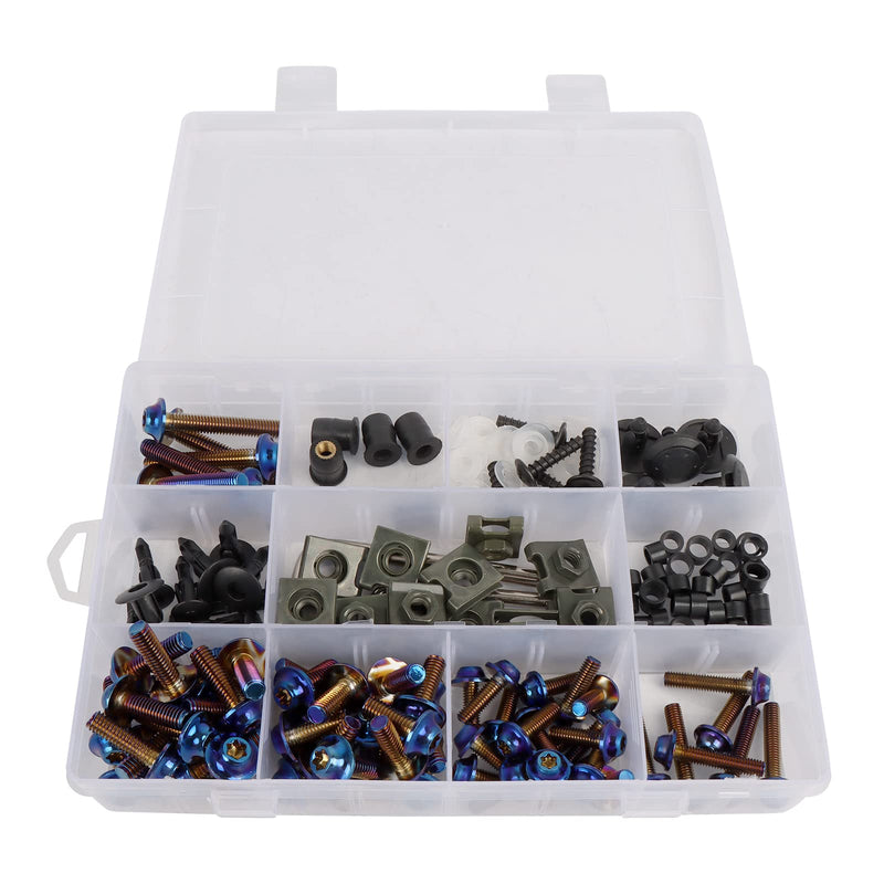 [Australia - AusPower] - Stainless Steel Bolt Kit Screws Fasteners Clips Compatible with Yamaha Honda Kawasaki Suzuki BMW Fairing Bolt Kits Metric Bolts and Nuts Kit Torx Screws (Blue) Blue 